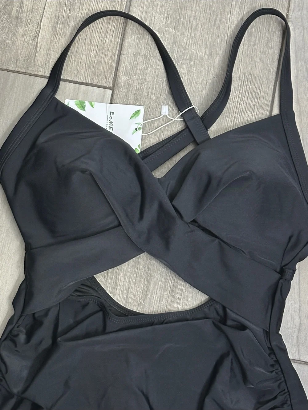 NEW Eomenie Women's One Piece Swimsuit Tummy Control Cutout Wrap Tie Back Medium